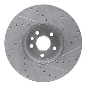 Volvo XC60 Brake Rotor (1) - Front Left - R1 Concepts - Drilled & Slotted - Silver - `10-`16